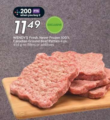 WENDY'S Fresh, Never Frozen 100% Canadian Ground Beef Patties
