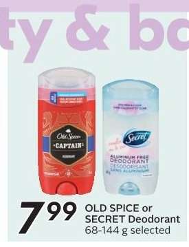 OLD SPICE or SECRET DEODORANT
