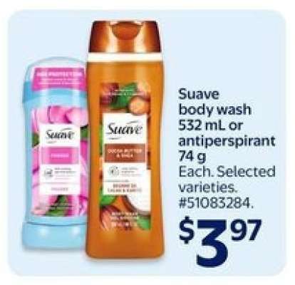 Suave body wash or antiperspirant