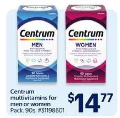 Centrum multivitamins for men or women