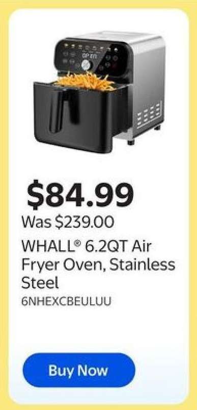 WHALL® 6.2QT Air Fryer Oven, Stainless Steel