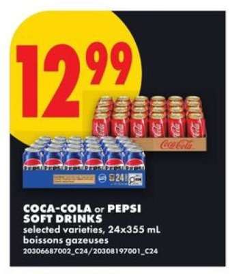 COCA-COLA or PEPSI SOFT DRINKS