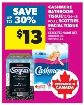 Cashmere Bathroom Tissue & Scotties Facial Tissue