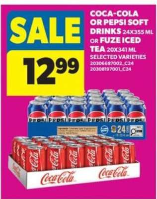 COCA-COLA or PEPSI SOFT DRINKS