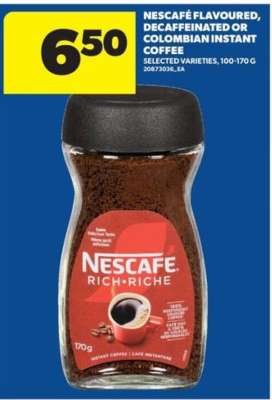 NESCAFÉ Flavoured, Decaffeinated or Colombian Instant Coffee