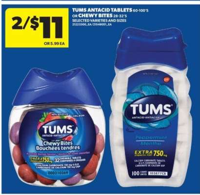 TUMS Antacid Tablets or Chewy Bites