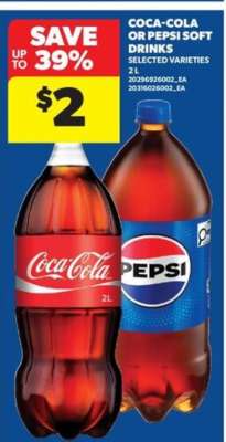 COCA-COLA or PEPSI SOFT DRINKS