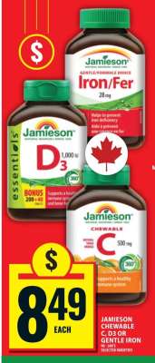 Jamieson Chewable C, D3 or Gentle Iron