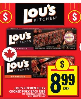 Lou's Kitchen Fully Cooked Pork Back Ribs