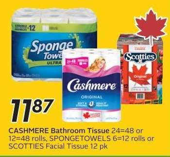 Cashmere Bathroom Tissue, SpongeTowels, Scotties Facial Tissue