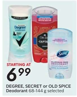 DEGREE, SECRET or OLD SPICE Deodorant