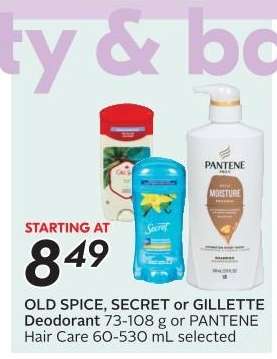 OLD SPICE, SECRET or GILLETTE Deodorant or PANTENE Hair Care