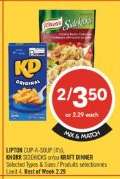 KNORR SIDEKICKS or KRAFT DINNER