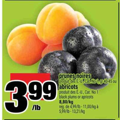 prunes noires ou abricots