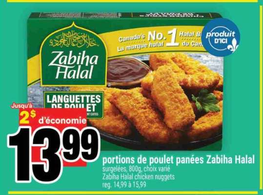 portions de poulet panées Zabiha Halal
