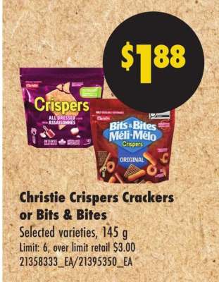 Christie Crispers Crackers or Bits & Bites