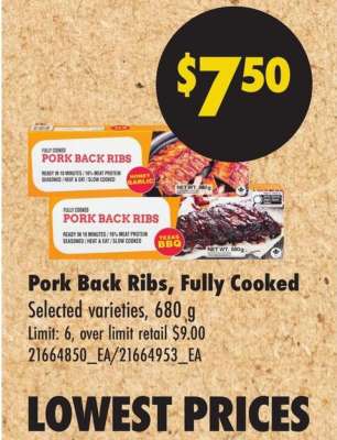 Pork Back Ribs, Fully Cooked