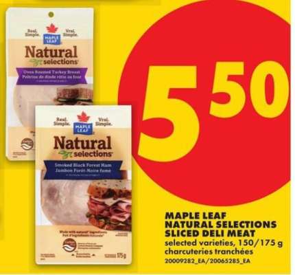 MAPLE LEAF NATURAL SELECTIONS SLICED DELI MEAT