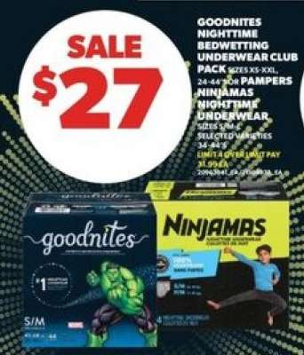 Goodnites Nighttime Bedwetting Underwear Club Pack or Pampers Ninjamas Nighttime Underwear