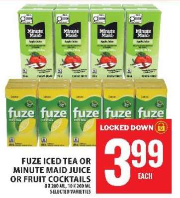 Fuze Iced Tea or Minute Maid Juice or Fruit Cocktails