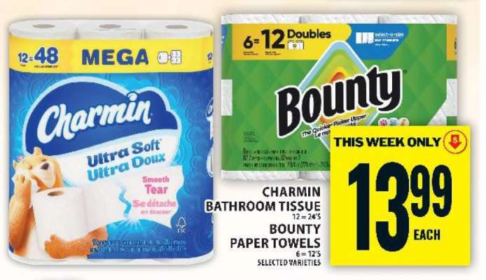 Charmin Bathroom Tissue / Bounty Paper Towels