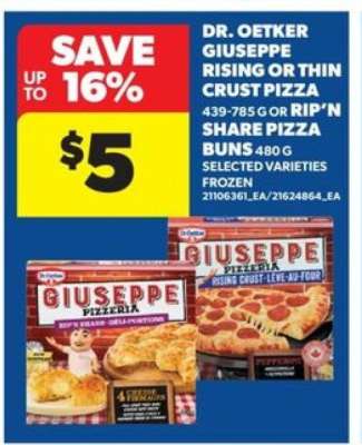 Dr. Oetker Giuseppe Rising or Thin Crust Pizza or Rip'n Share Pizza Buns