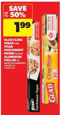 GLAD Cling Wrap, Titan Parchment Paper, Aluminum Foil HD