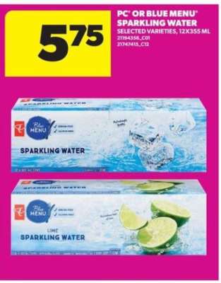 PC or Blue Menu Sparkling Water