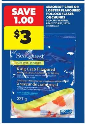 Seaquest Crab or Lobster Flavoured Pollock Flakes or Chunks