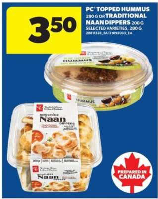 PC Topped Hummus or Traditional Naan Dippers