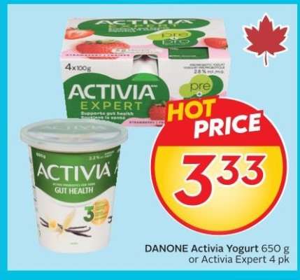 DANONE Activia Yogurt 650 g or Activia Expert 4 pk
