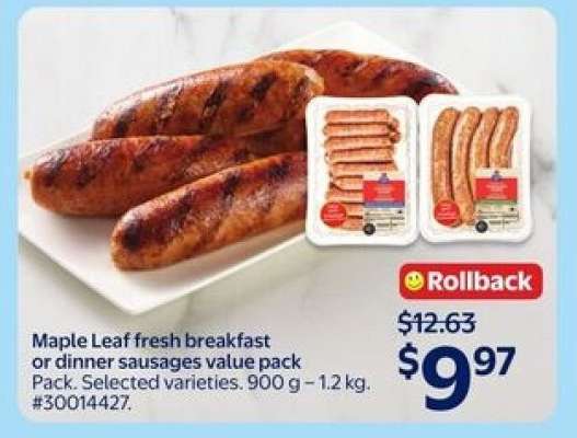 Maple Leaf Fresh breakfast or Dinner Sausages Value Pack