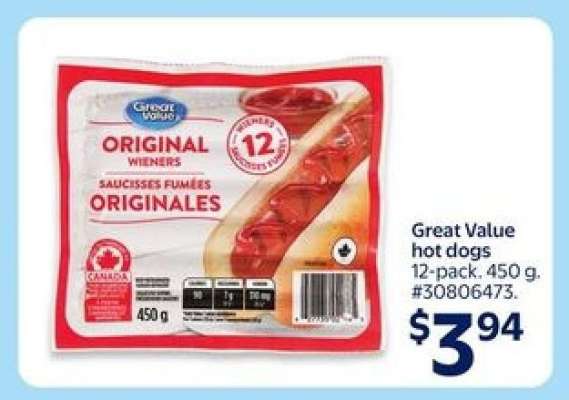 Great Value hot dogs