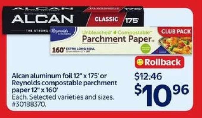 Alcan Aluminum Foil or Reynolds Compostable Parchment Paper