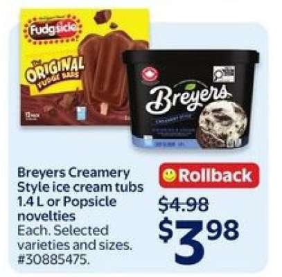 Breyers Creamery Style ice cream tubs or Popsicle novelties