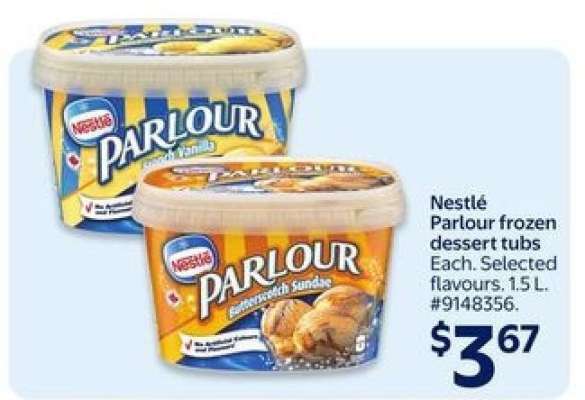 Nestlé Parlour frozen dessert tubs
