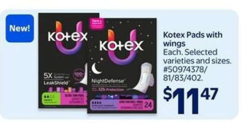 Kotex Pads with wings