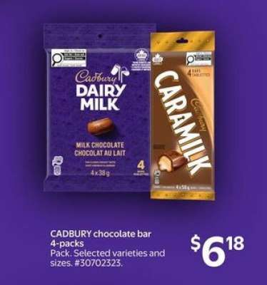 CADBURY chocolate bar 4-packs
