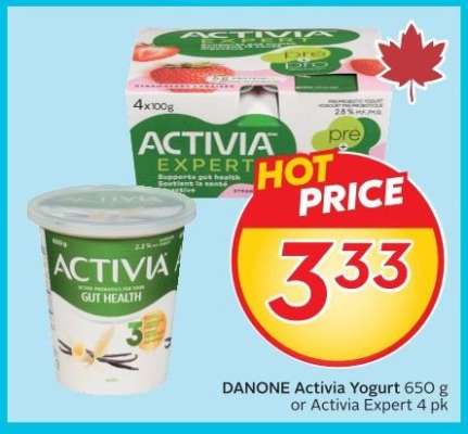 DANONE Activia Yogurt 650 g or Activia Expert 4 pk