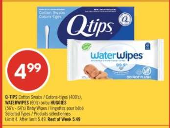 Q-TIPS Cotton Swabs / WATERWIPES / HUGGIES Baby Wipes