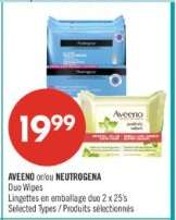 AVEENO or NEUTROGENA DUO WIPES