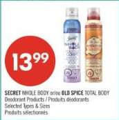 SECRET WHOLE BODY or OLD SPICE TOTAL BODY