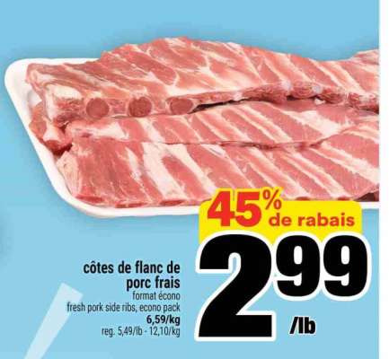 CÔTES DE FLANC DE PORC FRAIS