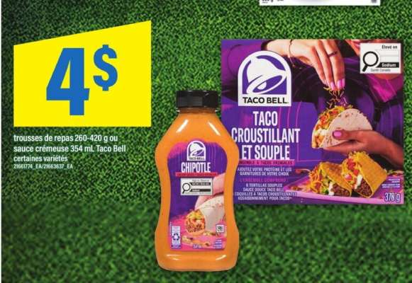 Taco Bell trousse de repas ou sauce crémeuse
