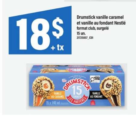 Drumstick vanille caramel et vanille au fondant Nestlé