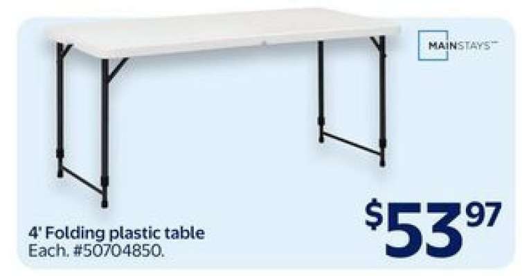 4' Folding plastic table