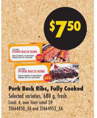 Pork Back Ribs, Fully Cooked