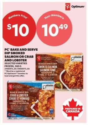 PC Bake and Serve Dip Smoked Salmon or Crab and Lobster