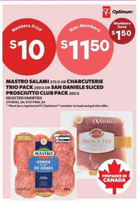 Mastro Salami or Charcuterie Trio Pack or San Daniele Sliced Prosciutto Club Pack