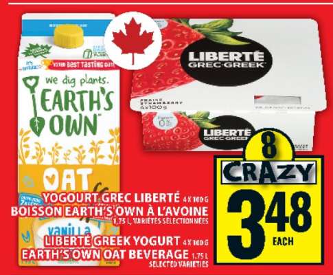 Liberté Greek Yogurt & Earth's Own Oat Beverage